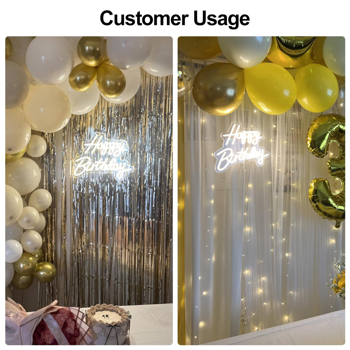 Happy Birthday Neon Sign, Happy Birthday Light Up Sign, Neon Happy Birthday Sign, Happy Birthday Led Sign for Backdrop All Birthday Party Decoration USB Powered Warm White,16.5 x 12 Inches (Plug not provided)