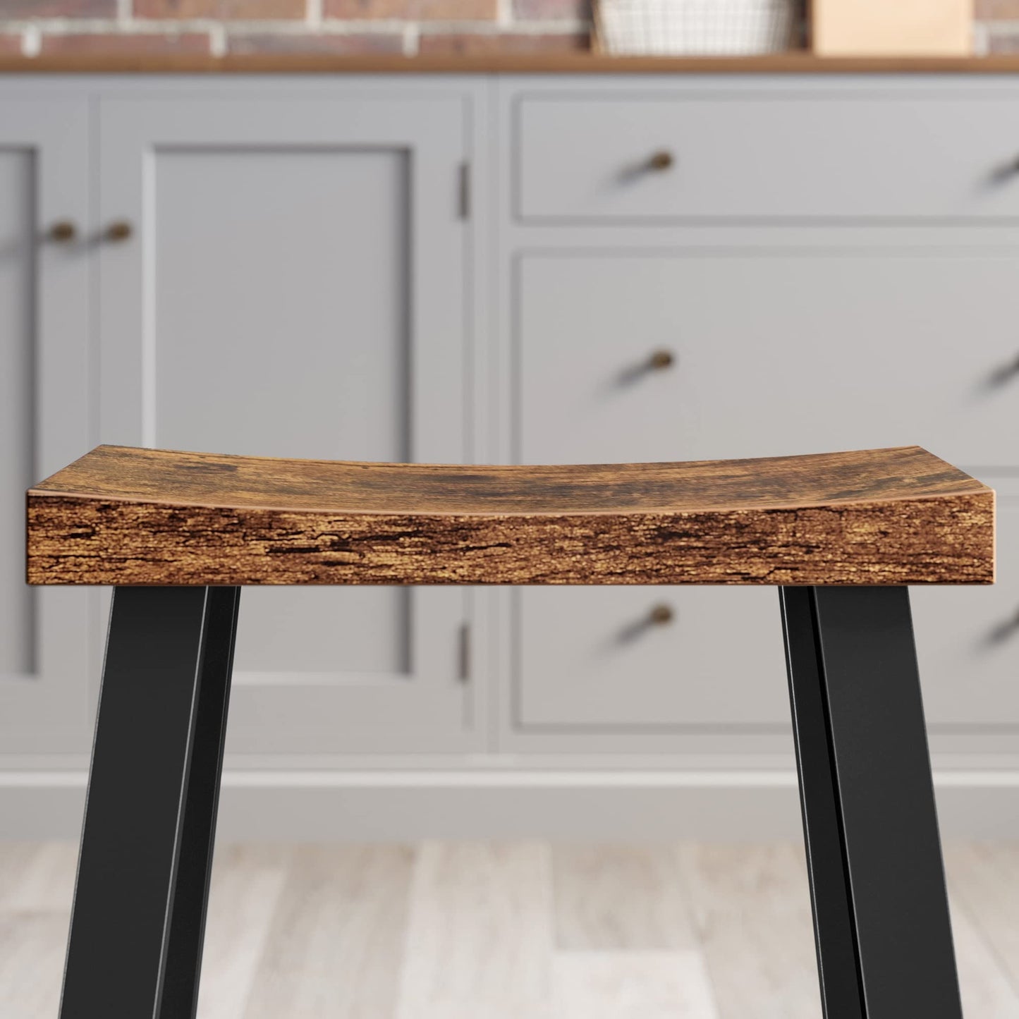 VASAGLE Bar Stools Set of 2, Counter Height Stools, Bar Chairs with Footrest, 23.6 Inches High Kitchen Breakfast Stools, Industrial, Living Room Party Room, Rustic Brown ULBC074B01
