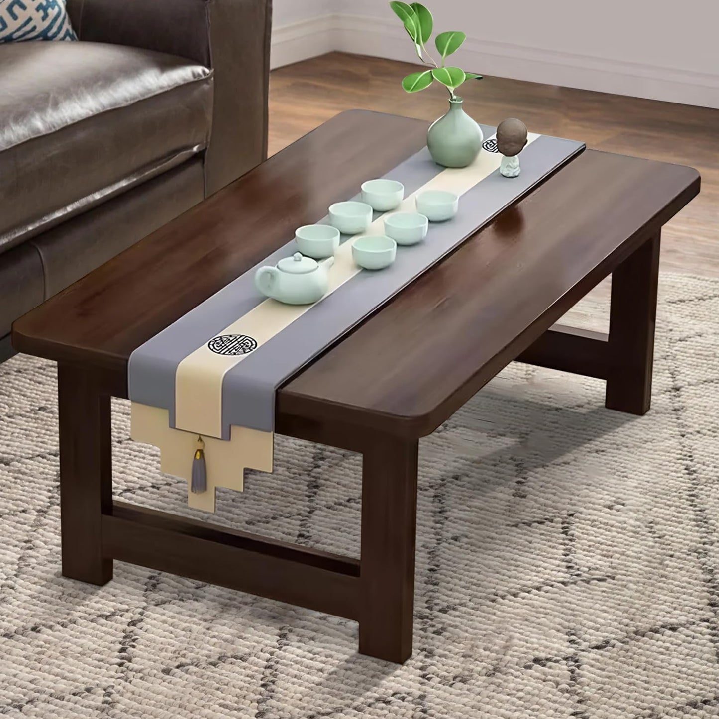 robwibw Japanese Floor Sitting Table, Folding Wood Tea Table Chabudai Japanese Coffee Table Low Table for Living Room Home Tatami Office (A 31.5 * 15.7 * 11.8 INCH)