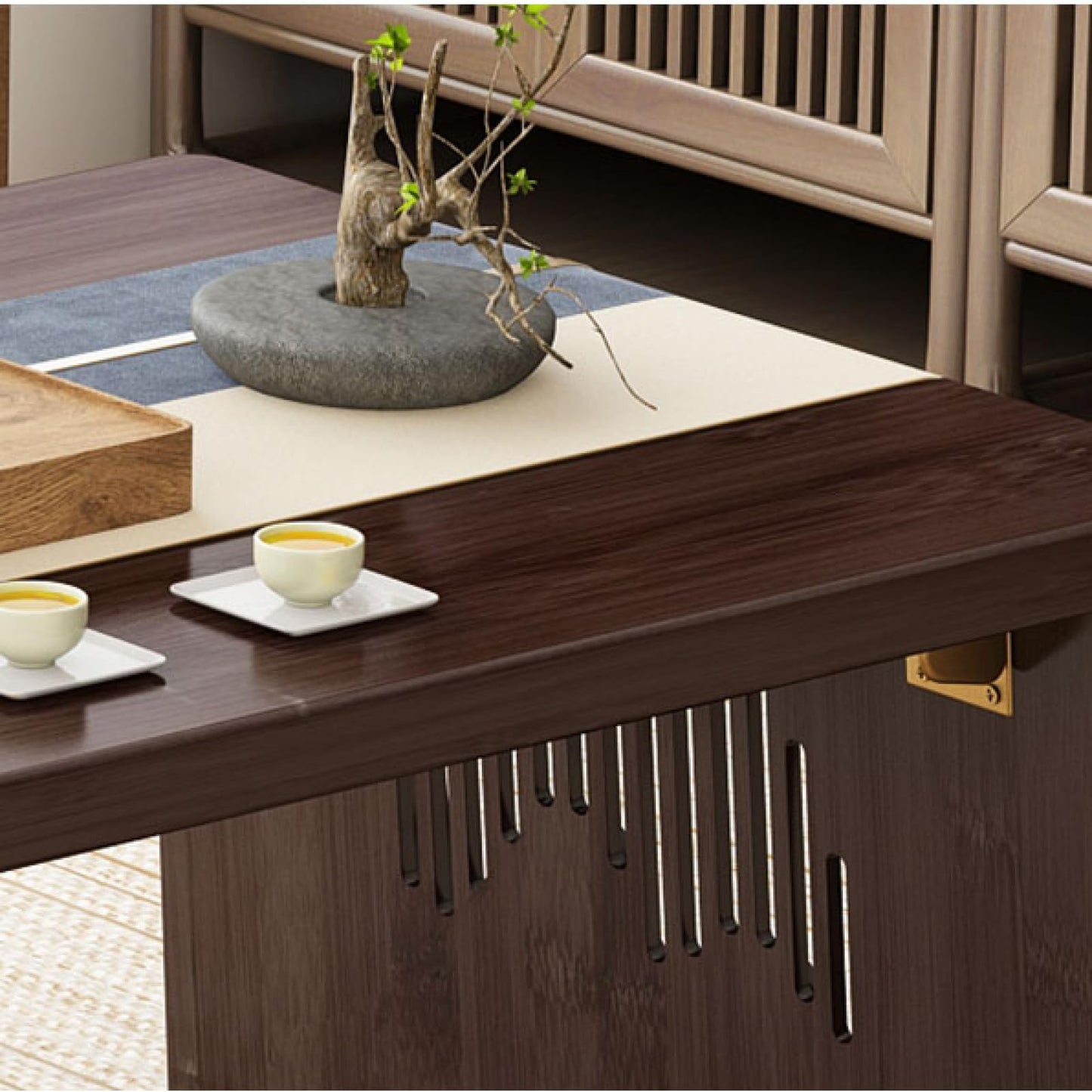 Japanese Floor Table Foldable Laptop Desk for Bed Breakfast Tray Zen Style Table for Tea & Coffee Antique Meditation Altar SpaceSaving Design