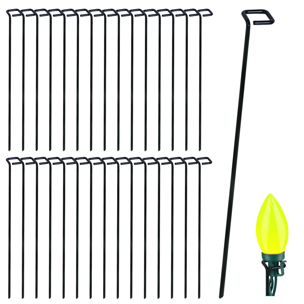 Bylion 30 Pack Metal Christmas Light Stakes - Outdoor Light Stakes - 9.8 Inch Christmas Yard Stakes for C7 C9 Universal Yard Lawn Stakes for Holiday Lights Use on Garden Lawn Patio Path Walkway