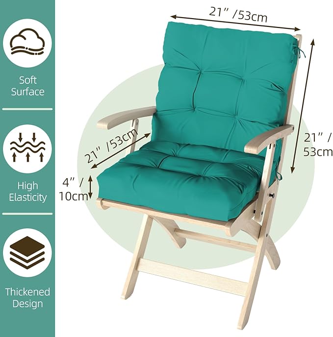 Outdoor Chair Cushions Set of 2, High Back Soft Seat Pad