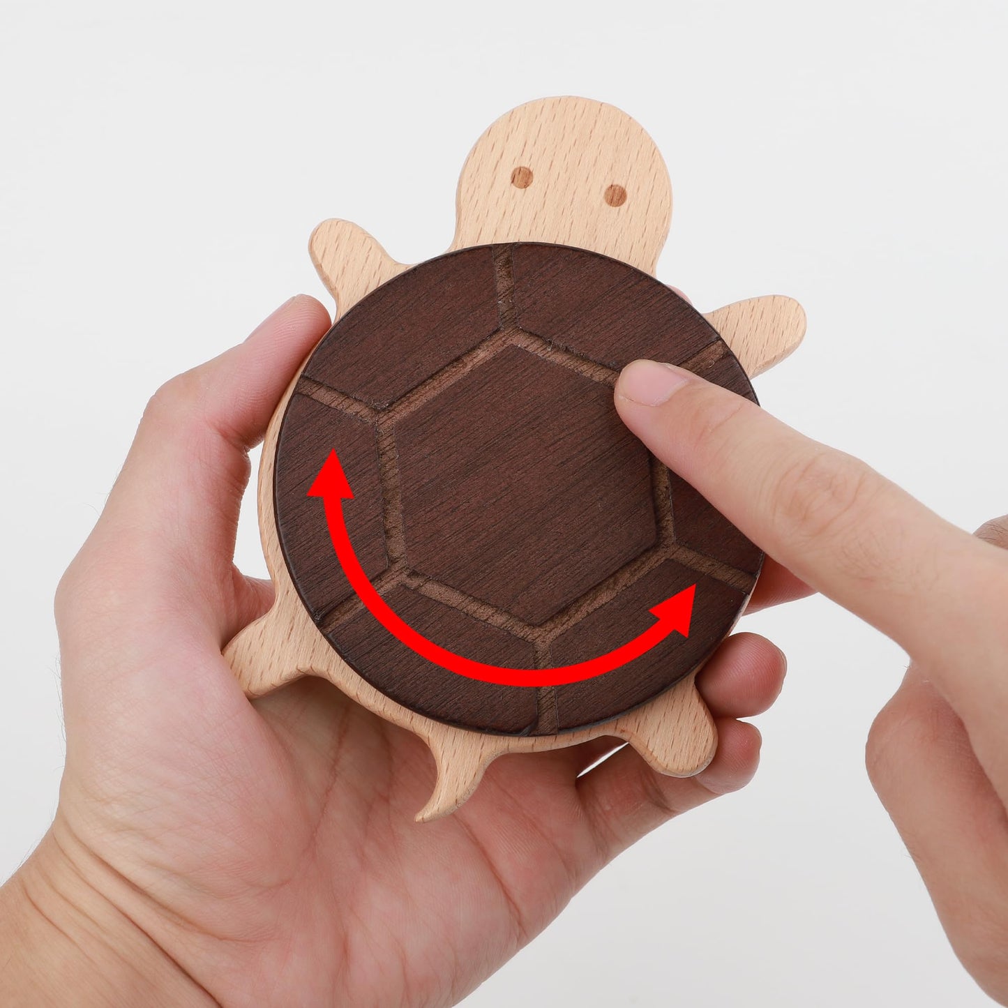 Umbrotiger Spinning Turtle Coaster - Magnetic Detachable Shell 3.5"x5" Wooden Drink Coaster for Home Office & Bedside Table