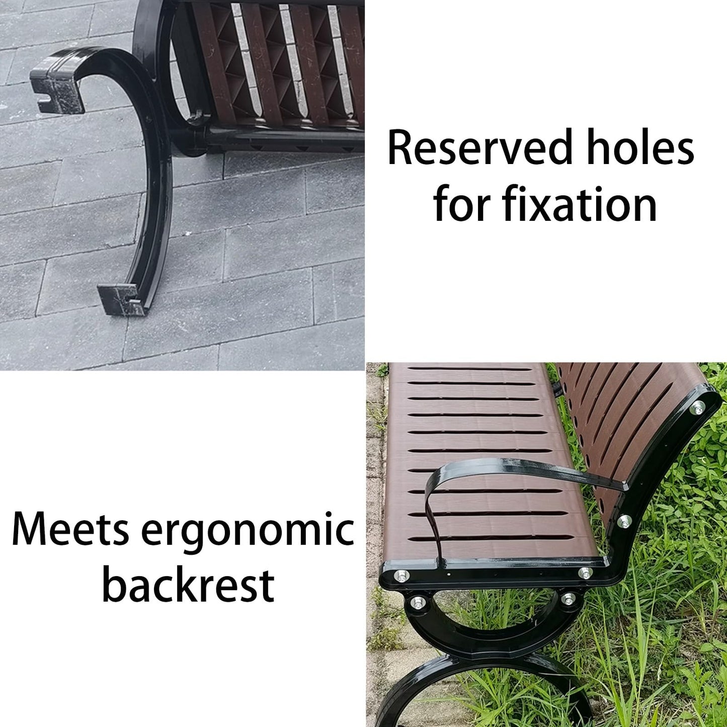 This Large Metal Patio Garden Bench - 180cm Slatted Seat Outdoor Furniture for Porch, Deck, Park, Yard, Entryway, Lawn - Stylish & Durable Seating Solution