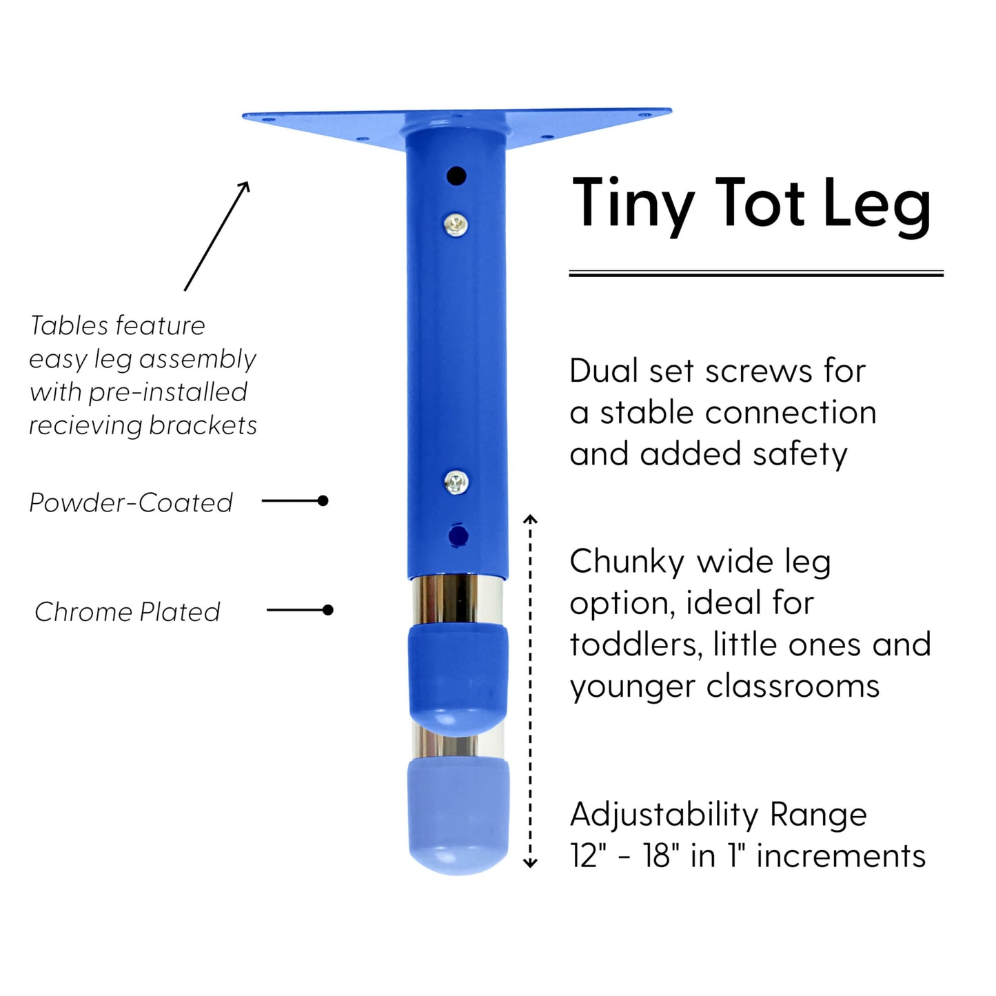 FDP Round Toddler Activity School Toddler Table (36 inch), Blue Tiny Tot Legs, Adjustable Height 12-18 inches - Gray Top and Blue Edge