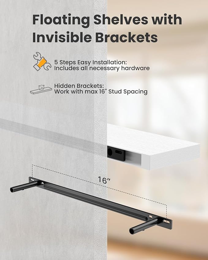 AMADA HOMEFURNISHING 23.6" L Floating Shelves, Wall Shelves Set of 3