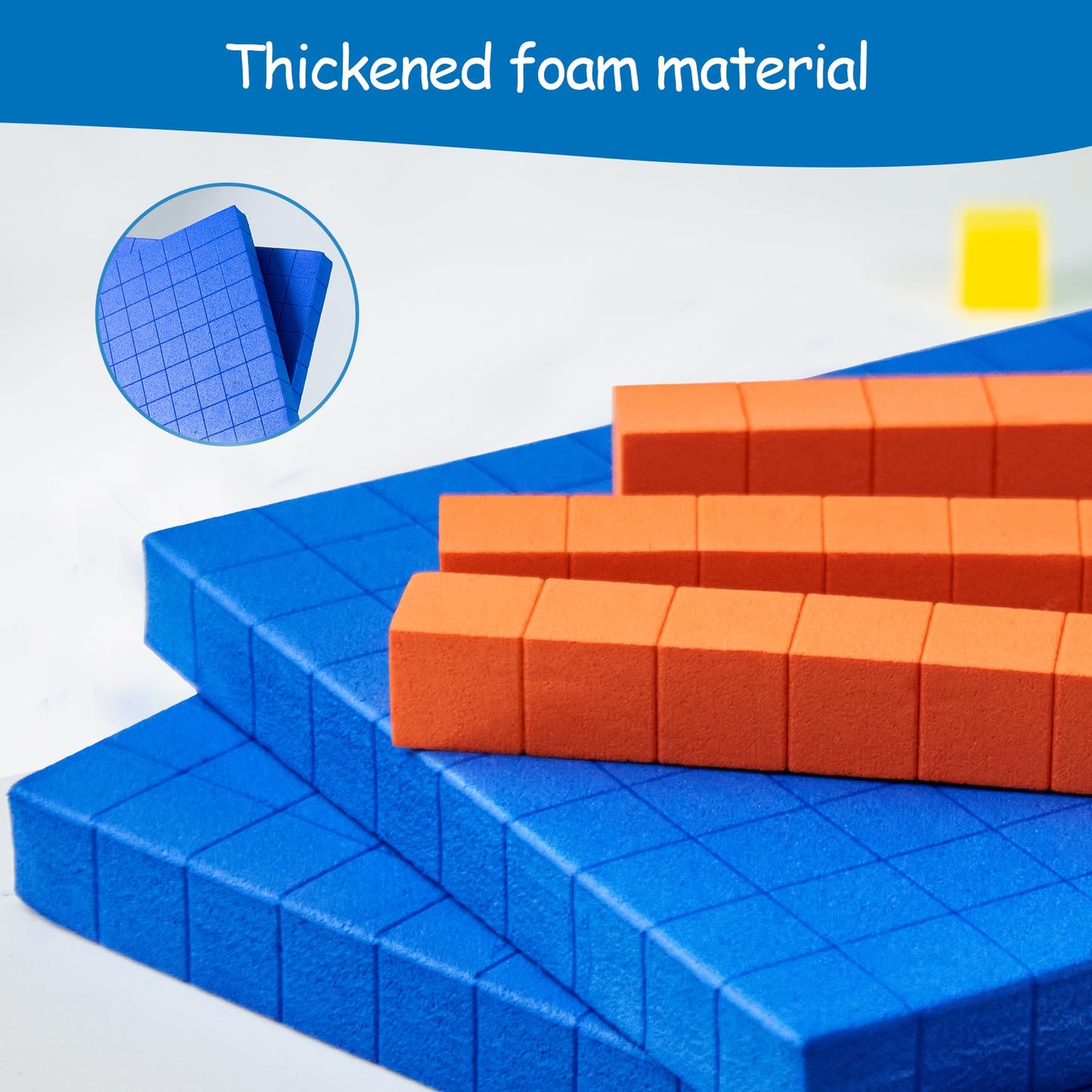 Stochastic Box Foam Base Ten Blocks for Place Value, Early Counting, Manipulatives, Counters, Cubes - Kids Math Learning Tool
