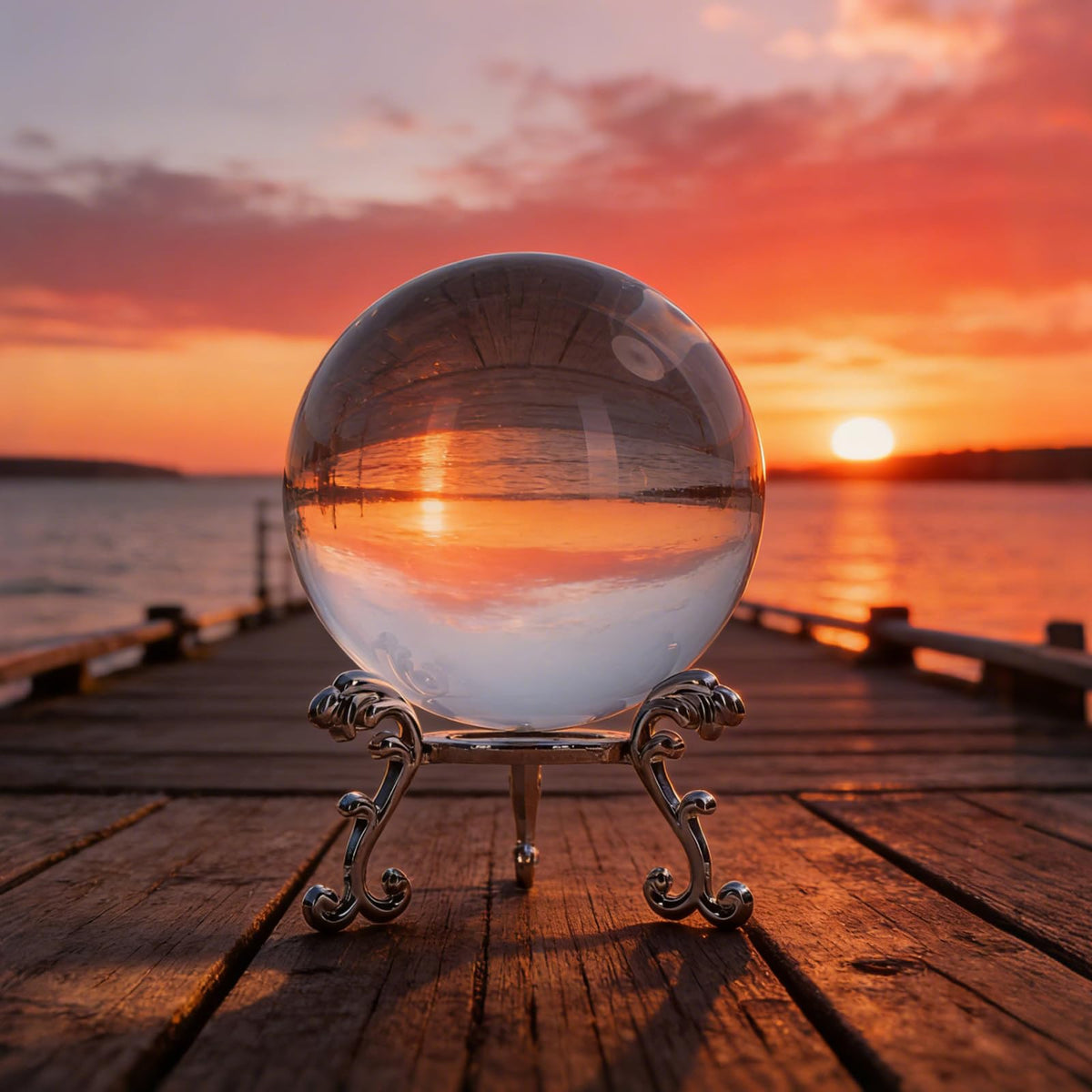 Clear Crystal Ball 80mm/3.2 Inches with Stand Ideal for Office Decor This Cool Things as a Photography Prop and Feng Shui Divination Sphere As Office Decor and Desk Decor Crafted from K9 Crystal.