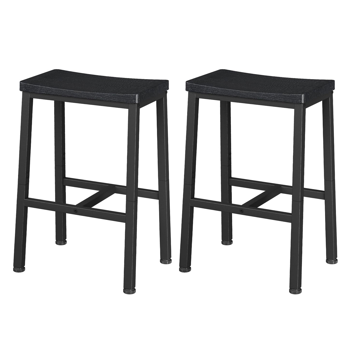 Homeiju Bar Stools, Counter Height Bar Stools Set of 2, 23.6 Inch Saddle Stools with Footrests, Industrial Kitchen Counter Seat for Dining Room, Kitchen, Counter, Black