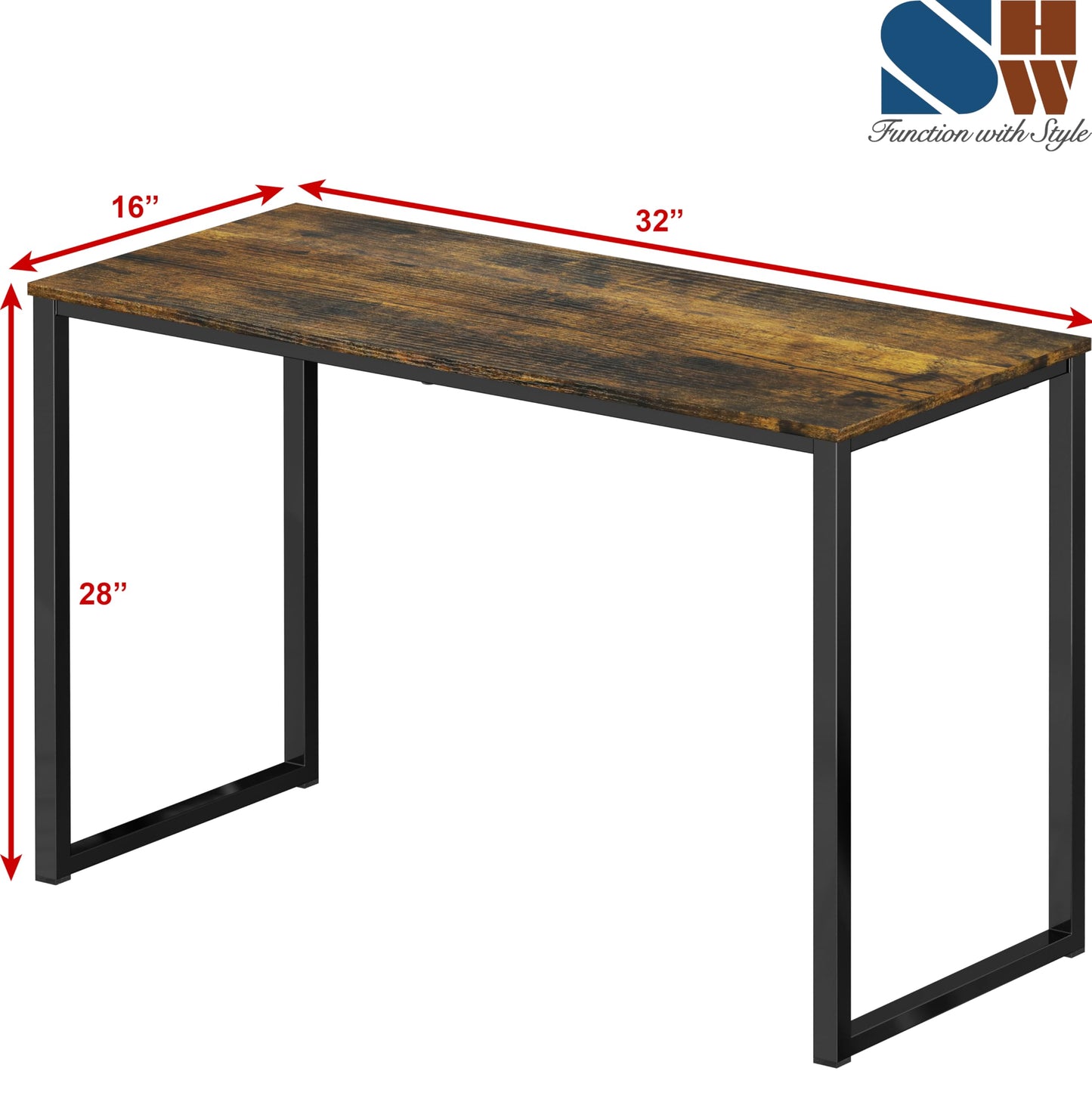 SHW Mission 32-Inch Home Office Computer Desk, Rustic Brown