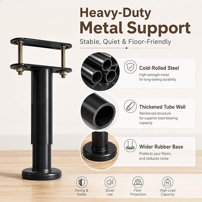 2Pcs Adjustable Height Bed Frame Support Leg, Extra Sturdy Steel Bed Frame
