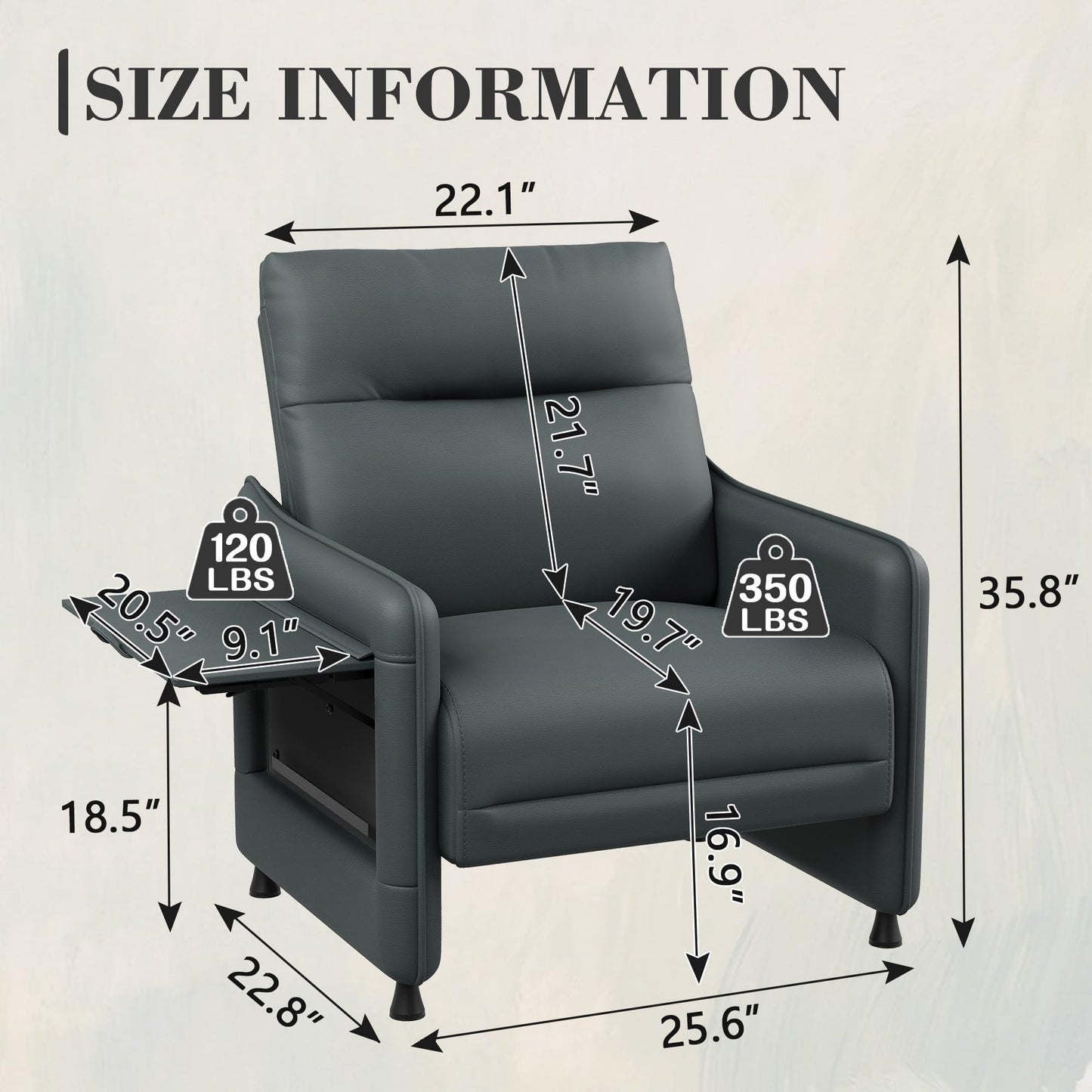 Alunaune Upholstered Living Room Chair Armchair, Mid Century Accent Chair, Reception Couch Slipper Club Lounge Chair Guest Comfy Single Sofa with Sidetable for Bedroom-Grey