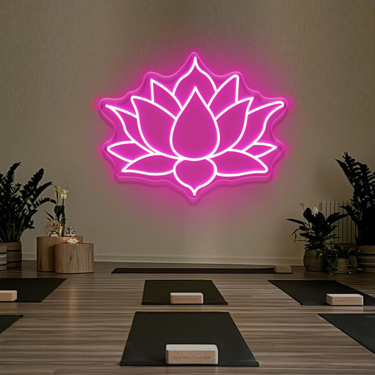 Geometric Lotus Flower Neon Sign – Mandala Style LED Wall Light for Yoga Room, Meditation Space, Indian Festival Decor, Zen Spiritual Wall Art 15” × 13”