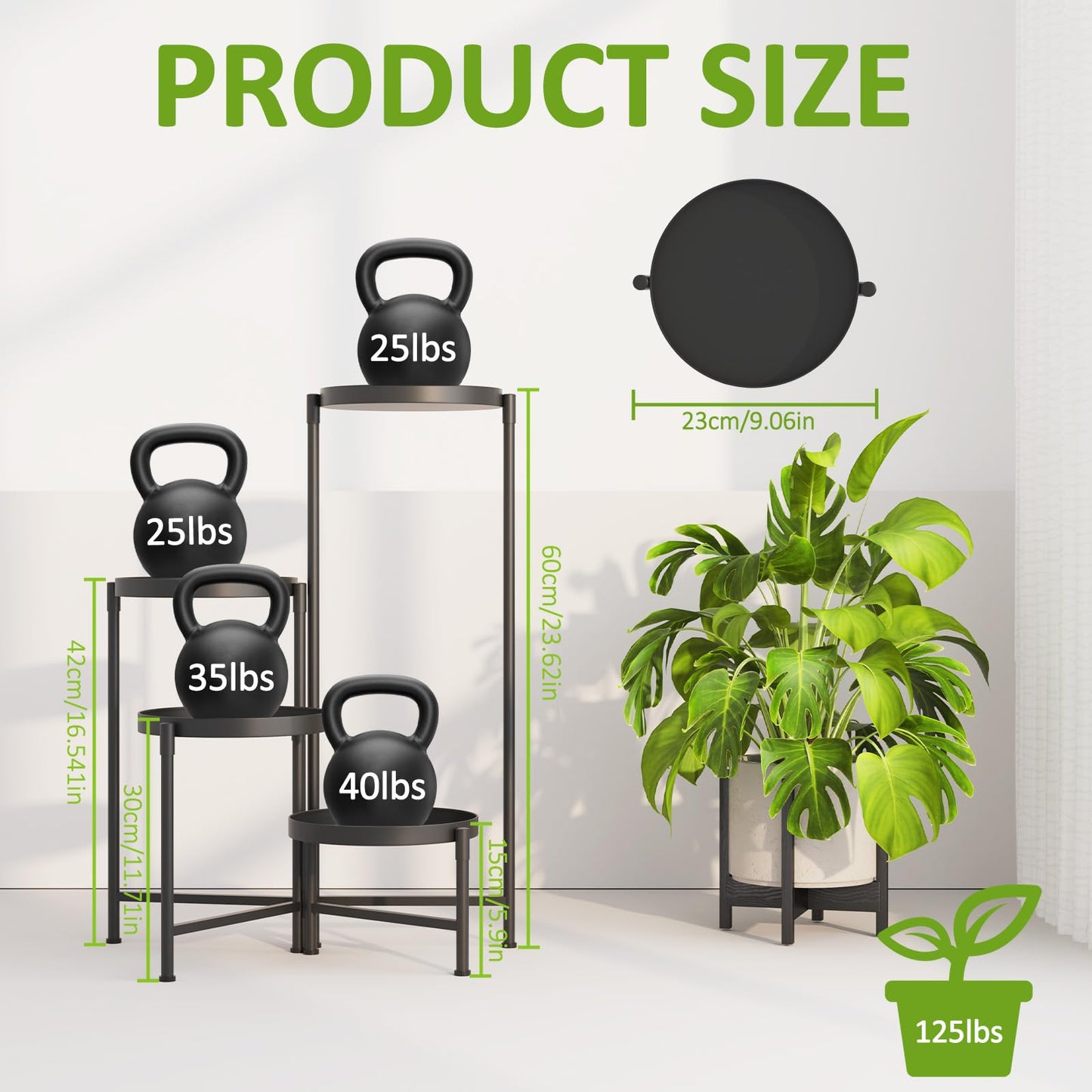 aboxoo 4 Tier Metal Plant Stand Modern NEW, Indoor Outdoor Multi-Tiered Plant Stand Display Tray, Flower Pot Stand for Indoor Home Outdoor Patio Balcony Yard