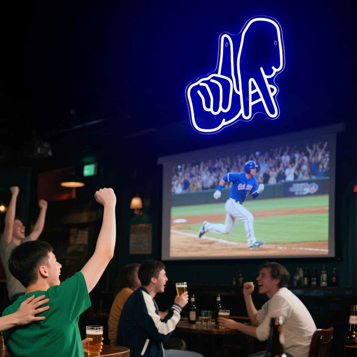 Los Angeles Neon Sign for Garage Wall Decor LA Baseball Gesture Neon Lights for Man Cave Dimmable Baseball Team Logo Led Sign Bedroom Party Birthday Gift for Fans
