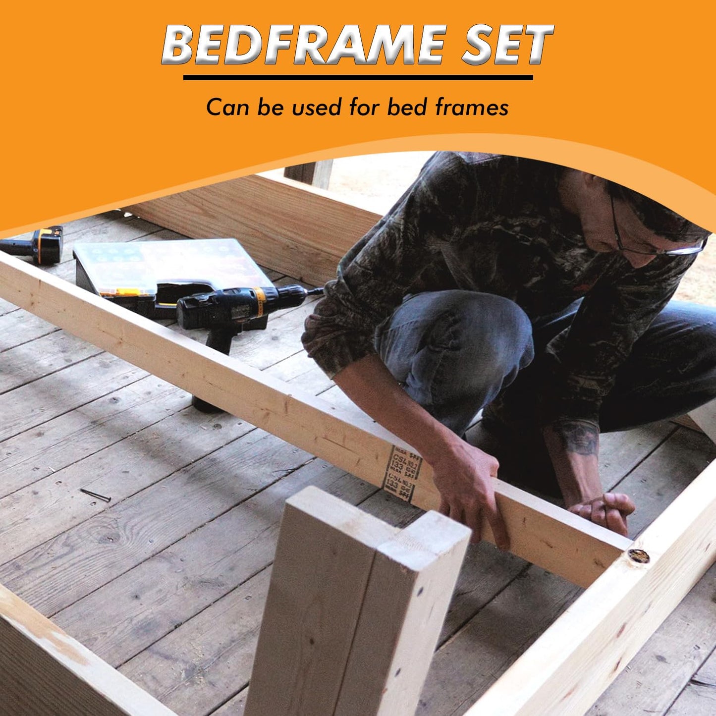 Kings Brand Furniture Bed Frame Hardware Set - Heavy Duty Screws and Bolts for Metal Bed Frame - Attach Headboard & Footboard - 42 Pcs