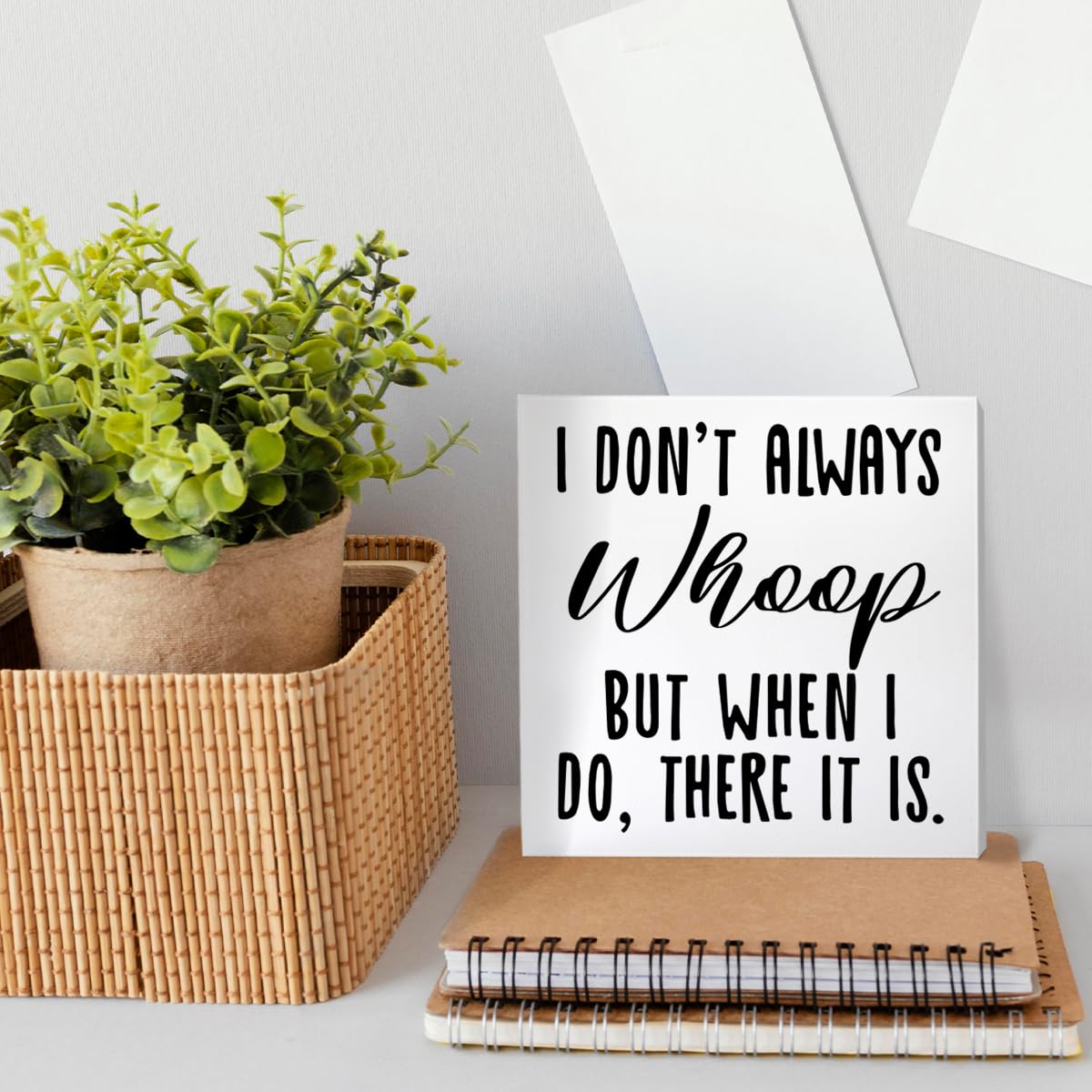 Funny Office Desk Decor Wooden Sign, Funny Office Home Decoration for Work Women Men, Gifts for Coworker Colleague Boss, I Don't Always Whoop But When I Do There It Is