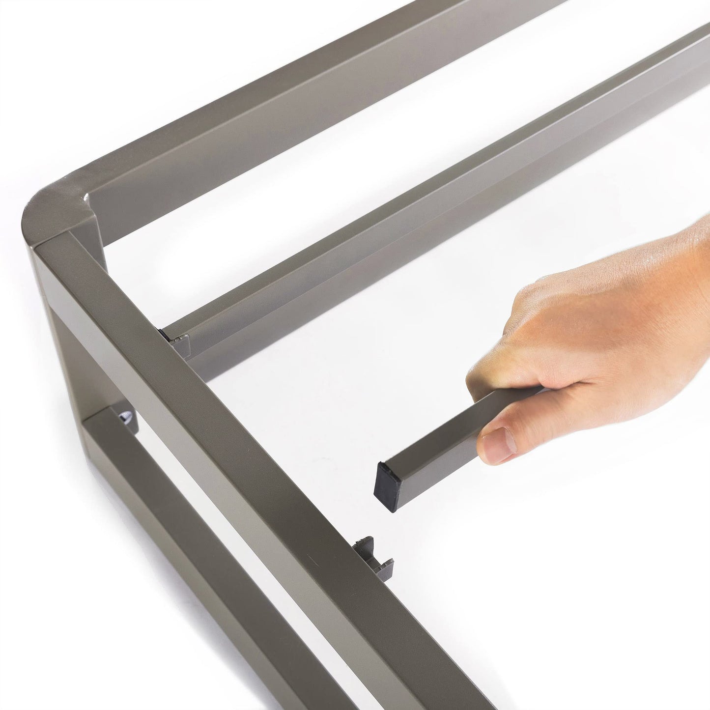 Mellow 12" Metal Platform Bed Frame w/Heavy Duty Steel Slat Foundation, King, Grey