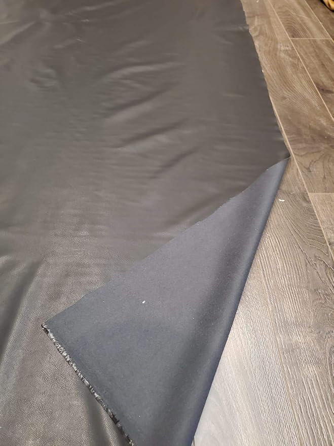 Black Faux PU Leather Sheet Fabric by the Yard Synthetic Thin Pleather 0.7 mm
