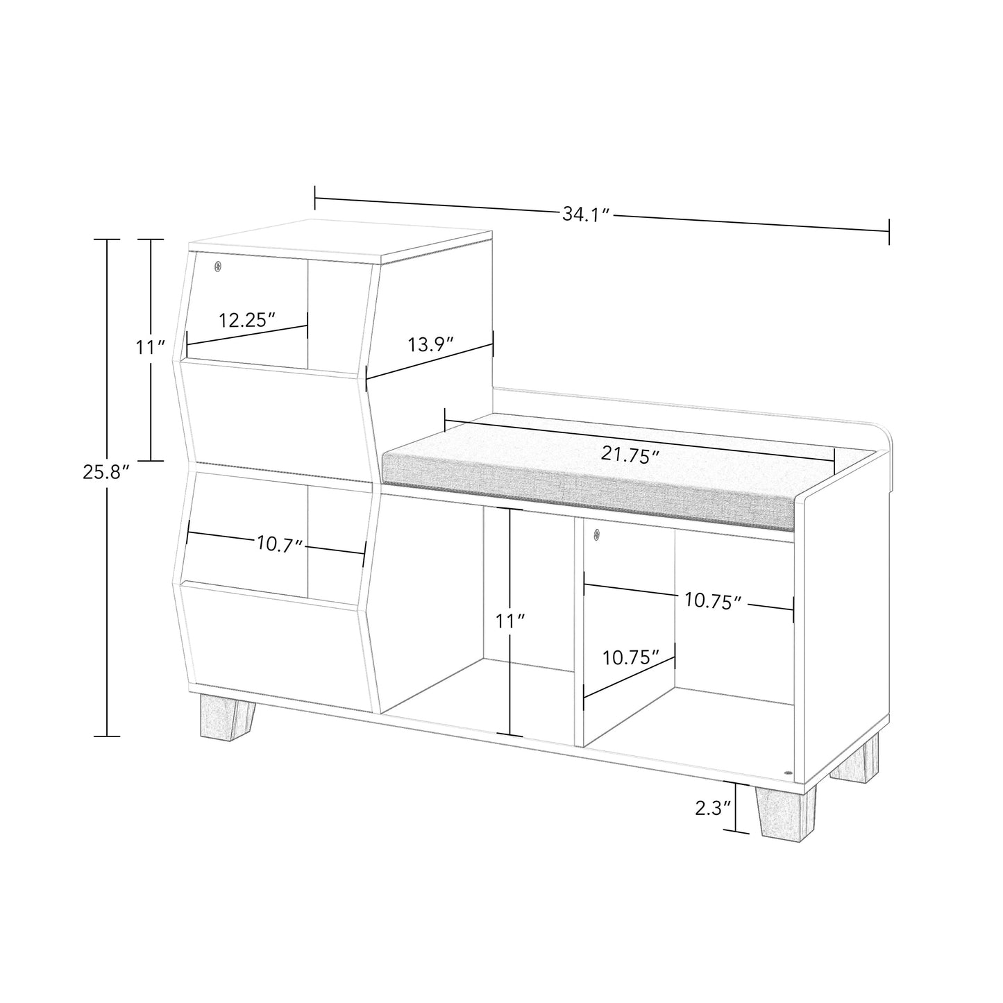 RiverRidge Kids Catch-All Toy Storage Organizer Bench with Cubbies & Toy Bins for Playroom - Cubby Organizer
