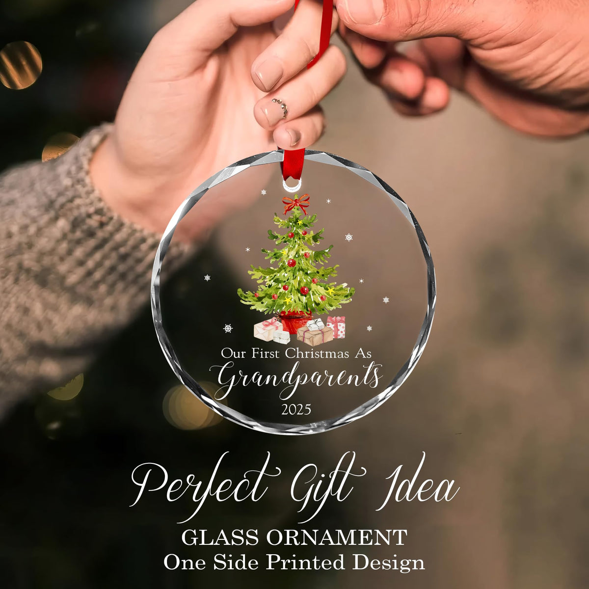 MALFIRST Our First Christmas as Grandparents 2025 Ornament – First Time Grandparent Ornament, New Grandpa Grandma Gift, Grandmas First Christmas Ornament, First Year as Grandparents Keepsake