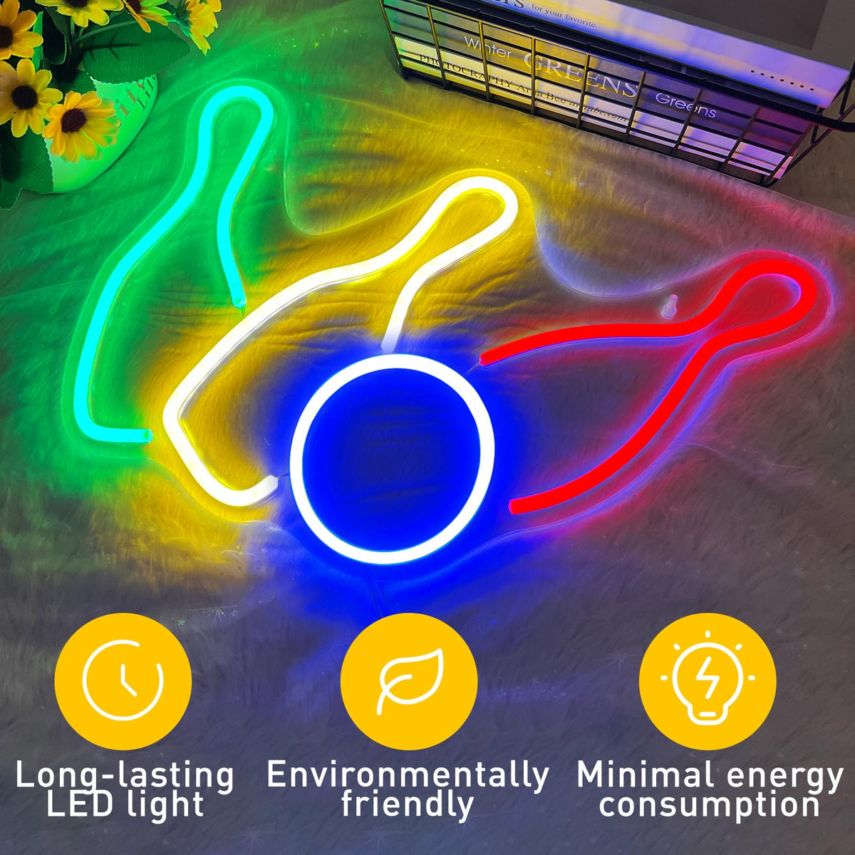 Bowling Neon Signs Sport Club Decor, USB Powered Bowling LED Neon Signs for Bowling Club Wall Decor Gameroom Man Cave Bedroom, Gaming Light Sign for Room Decoration, Gift 15.75”×11.02”
