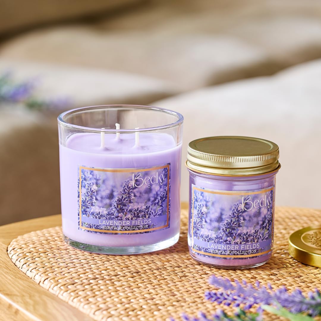 Becky Home 8oz Lavender Scented Candles for Home, 45 Hrs Soy Wax Candle for Stress Relief and Meditation House Aromatherapy Candle Gifts for Men and Women