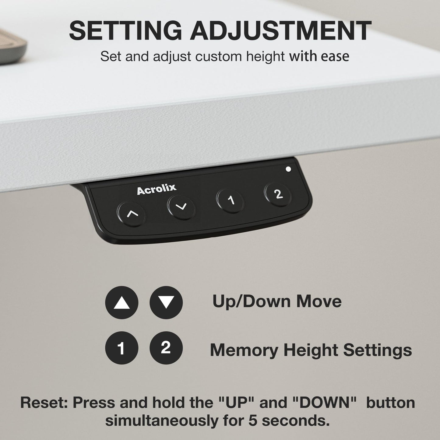 Acrolix Electric Standing Desk, Height Adjustable Home Office Desk with Memory Presets & Cable Management,White Sit Stand Desk for Work from Home, Ergonomic Computer Desk (48" x 24")