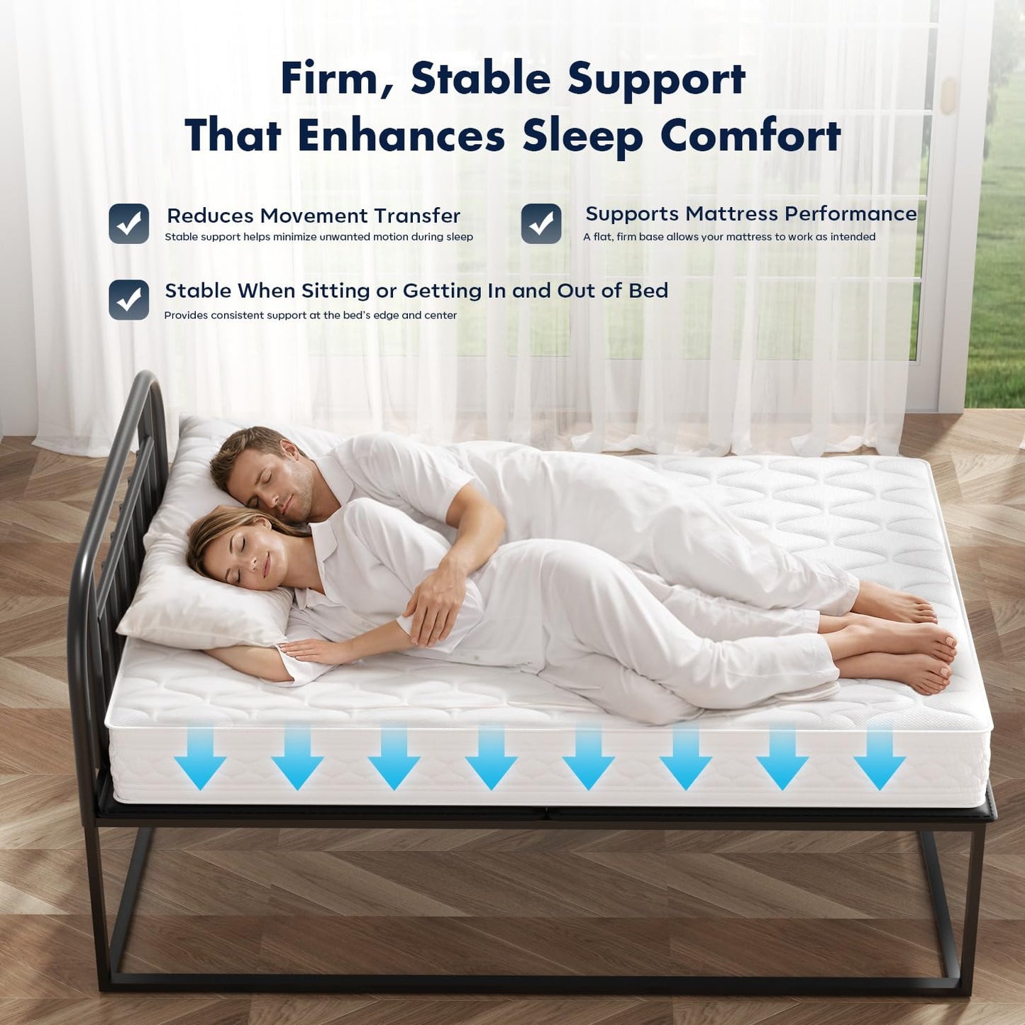 BedBro King Bunkie Board 10mm (76" x 80") – Black Under Mattress Support, Anti-Sag & Noise-Free, Breathable Low Profile Bed Board for Metal Frame, Platform & Slatted Beds