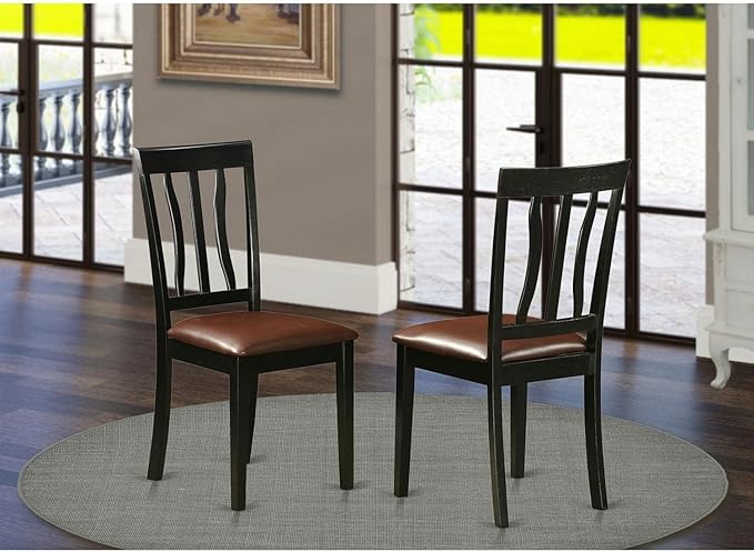 East West Furniture ANC-BLK-LC Antique Dining Room Chairs