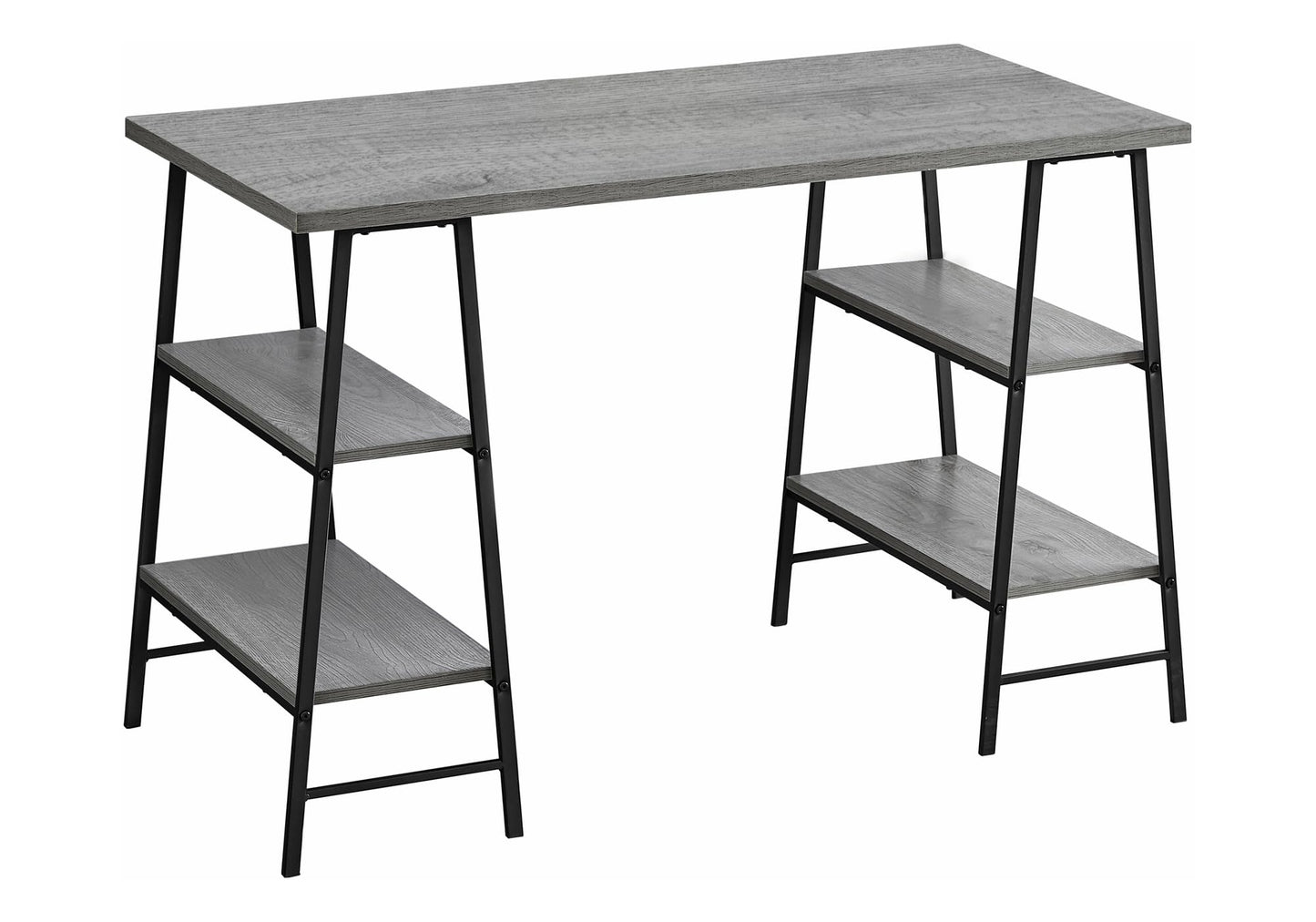 Monarch Specialties I 7524 Computer Desk, Home Office, Laptop, Storage Shelves, 48" L, Work, Metal, Laminate, Grey, Black, Contemporary, Modern