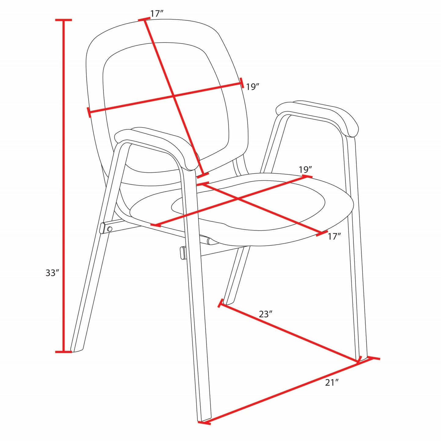 Romig Ace Vinyl Guest Stacking Chair with Arms, Durable and Comfortable Upholstery, Sturdy Steel Frame, Stackable Design for Office, Reception, and Conference Areas - Midnight Black