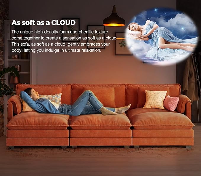 ELUCHANG Oversized 116" Modular Sectional Sofa, Comfy Cloud Couch, U Shaped