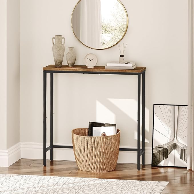 HOOBRO 2 Pack Narrow Console Table, 29.5" Small Entryway Table, Thin Long Sofa