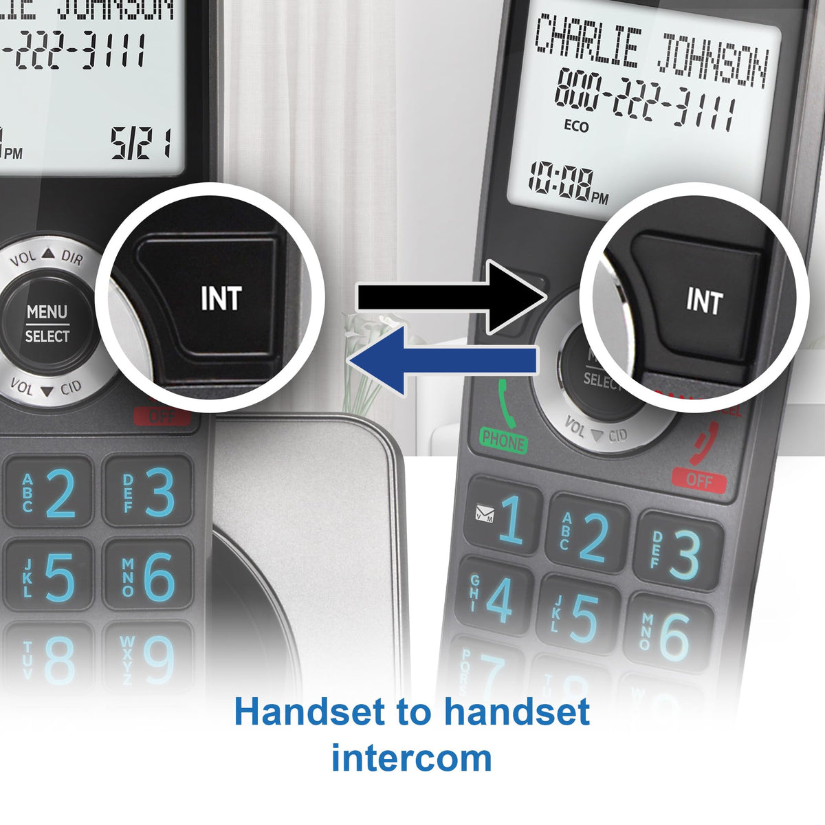 AT&T GL2101-2 DECT 6.0 2-Handset Cordless Phone with Call Block & Caller ID - Full-Duplex Speakerphone, 2" White Backlit Display, Lighted Keypad, Graphite & Black