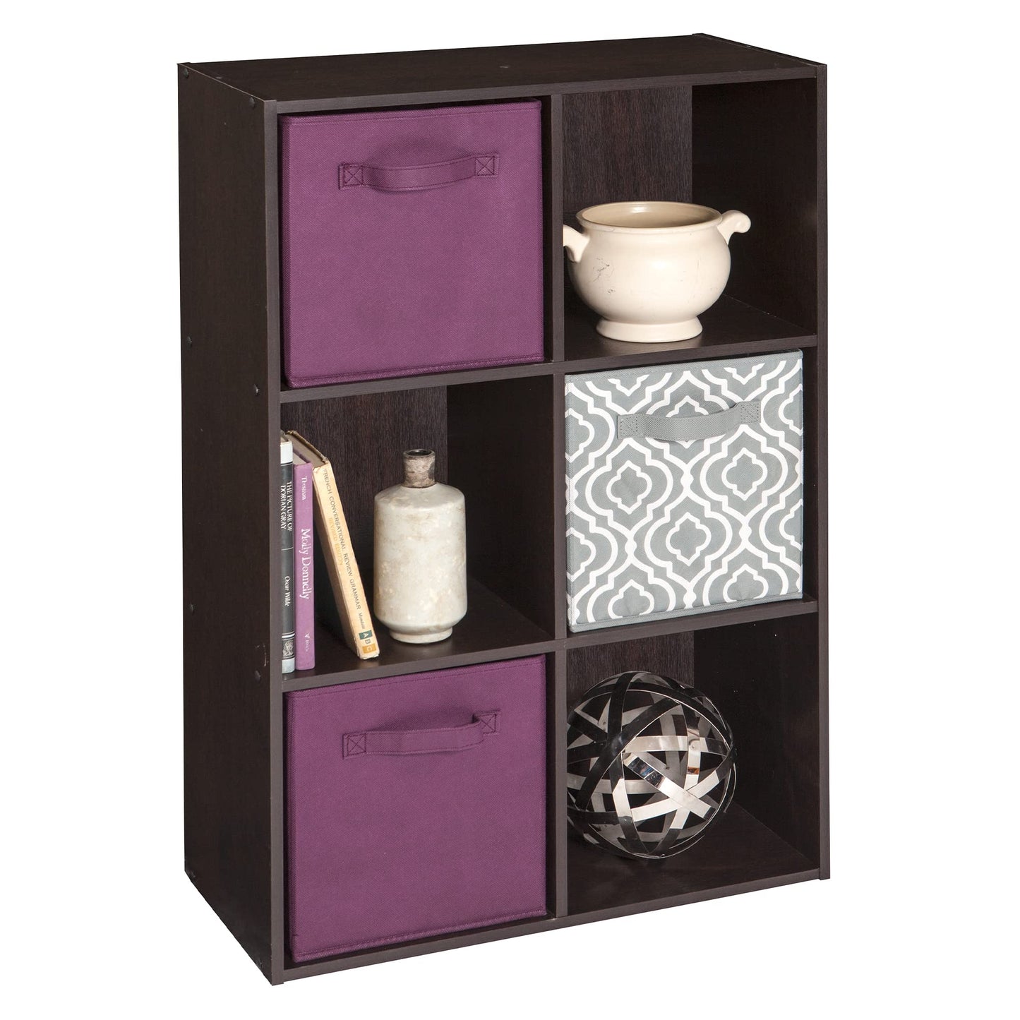 ClosetMaid Cubeicals 6 Cube Storage Shelf Organizer Bookshelf, Stackable, Vertical or Horizontal, Easy Assembly, Wood, Chocolate Finish