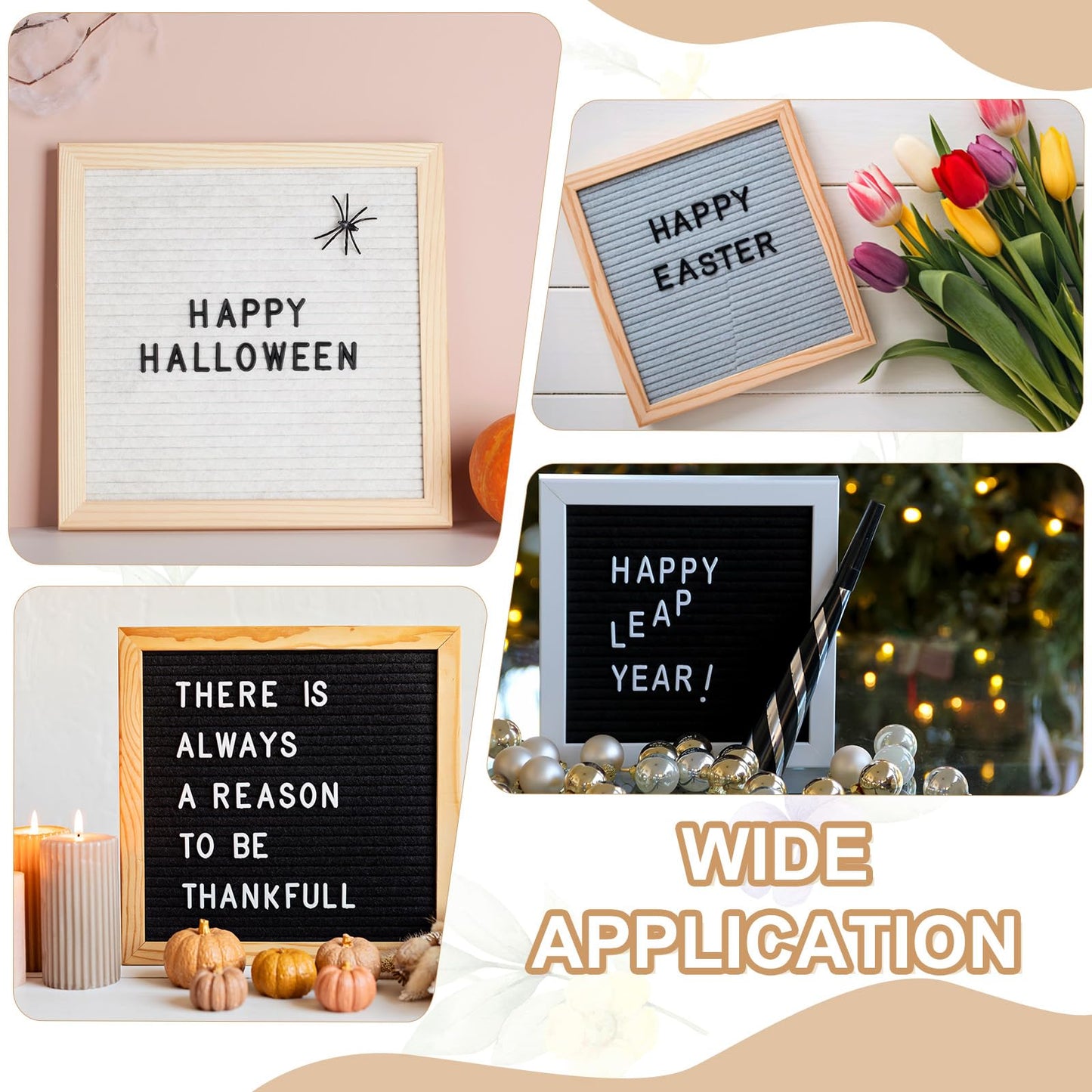 PATIKIL 588 Piece Plastic Letters Set for Felt Letter Board, White/Bronze Alphabet Message Board Accessories Including Letter Numbers with Restraint Strap for Cafe, Wedding, Birthday