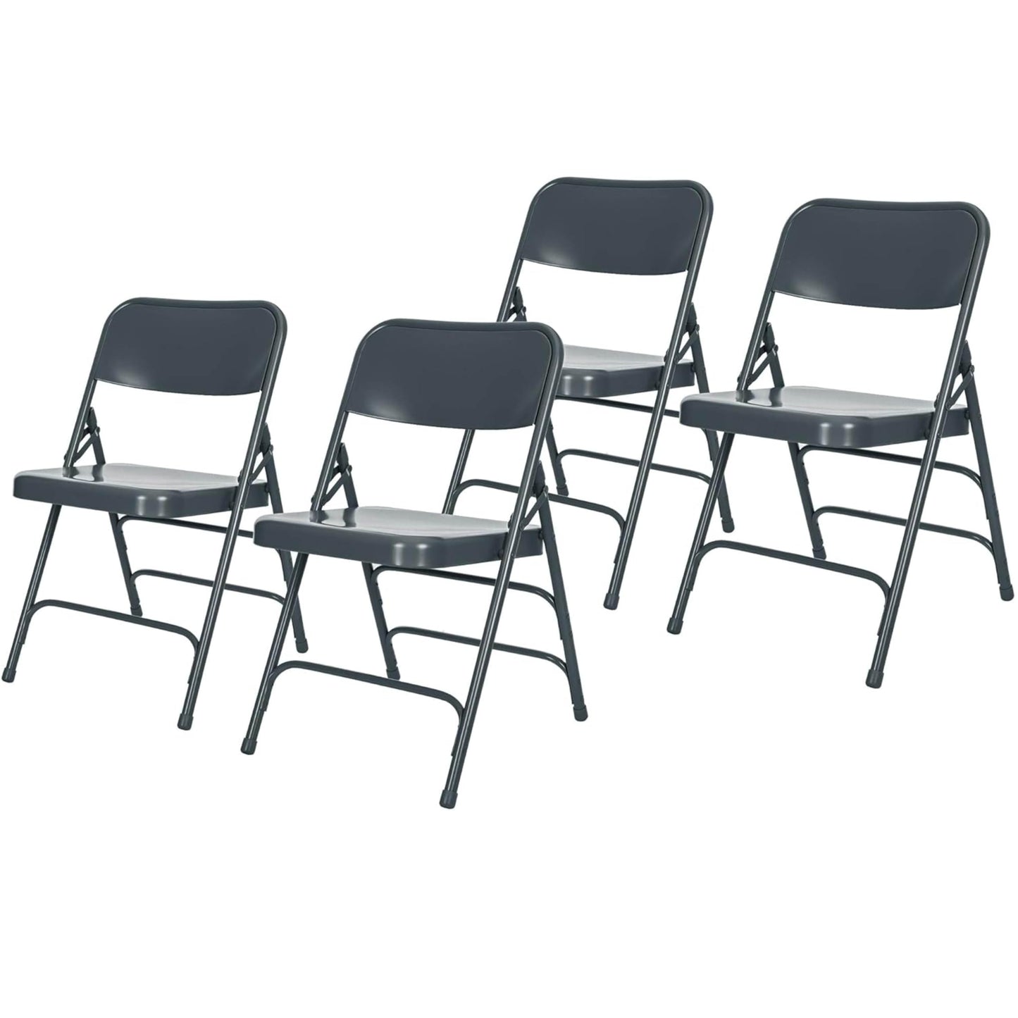 Steel Portable Folding Chairs by National Public Seating – 300 Series Premium Heavy-Duty Foldable Chairs for Indoor & Outdoor, Set of 4 – Comfortable, Durable, Institutional-Grade, Blue