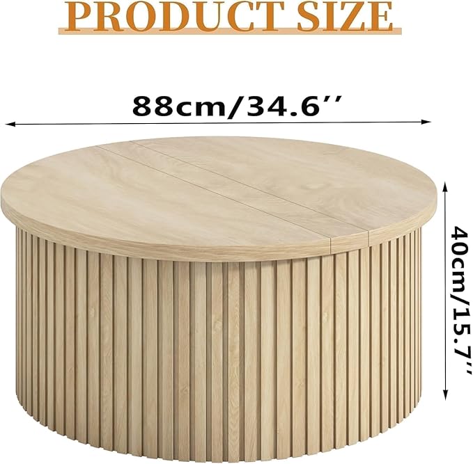 Fsbecl Fluted Lift Top Coffee Table