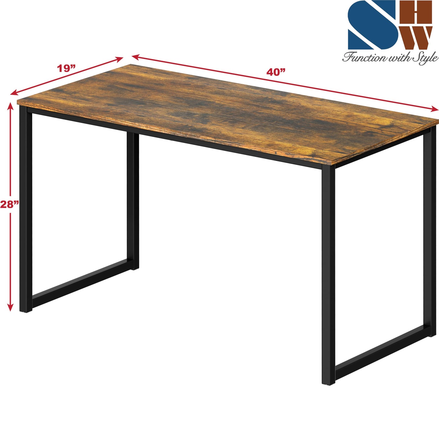 SHW Mission 40-Inch Home Office Computer Desk, Rustic Brown