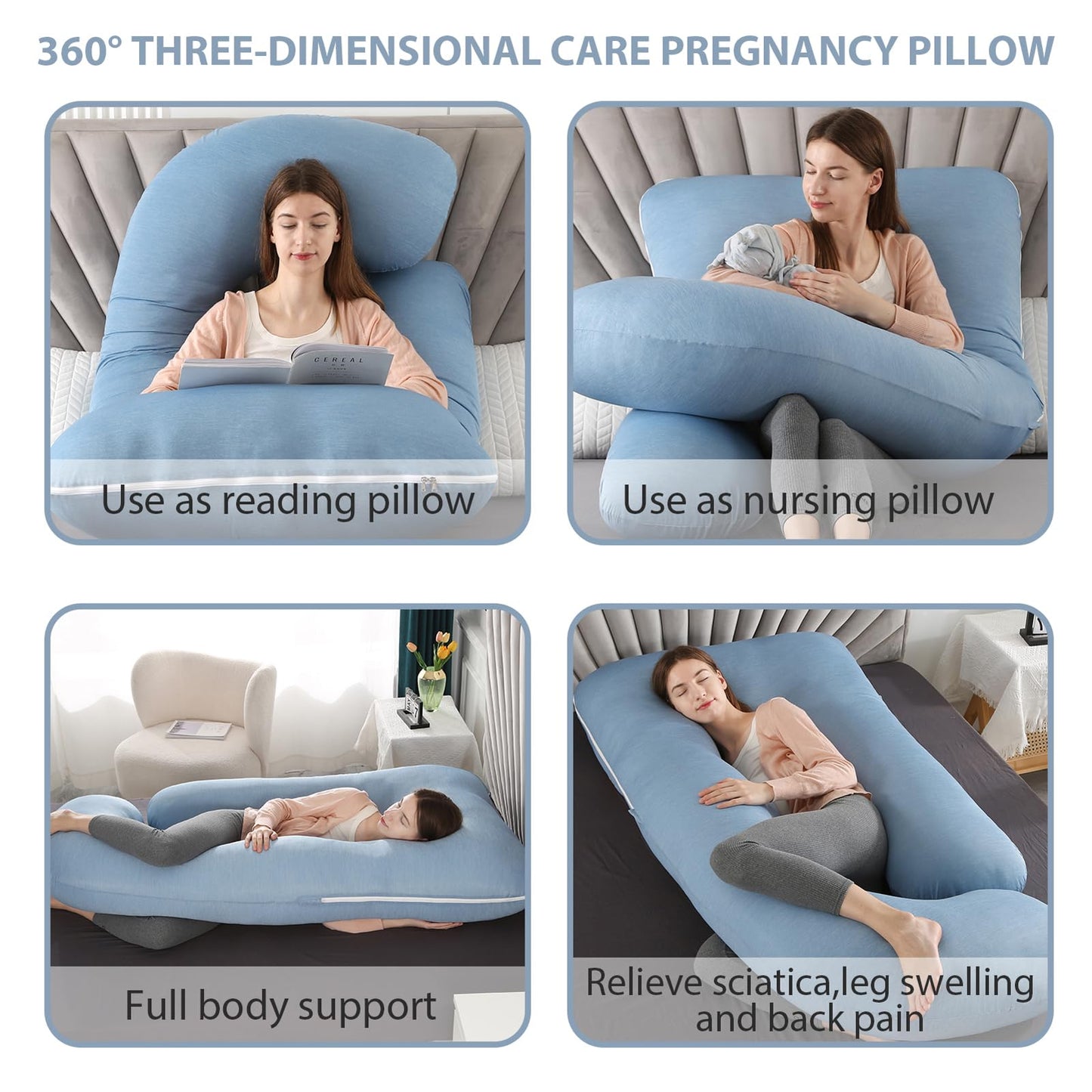 BATTOP Pregnancy Pillow for Sleeping,Maternity Pillow with Cooling Removable Cover,57 Inch Cooling Body Pillow,Support for Back,Hips,Legs,Belly,Pregnancy Must Haves