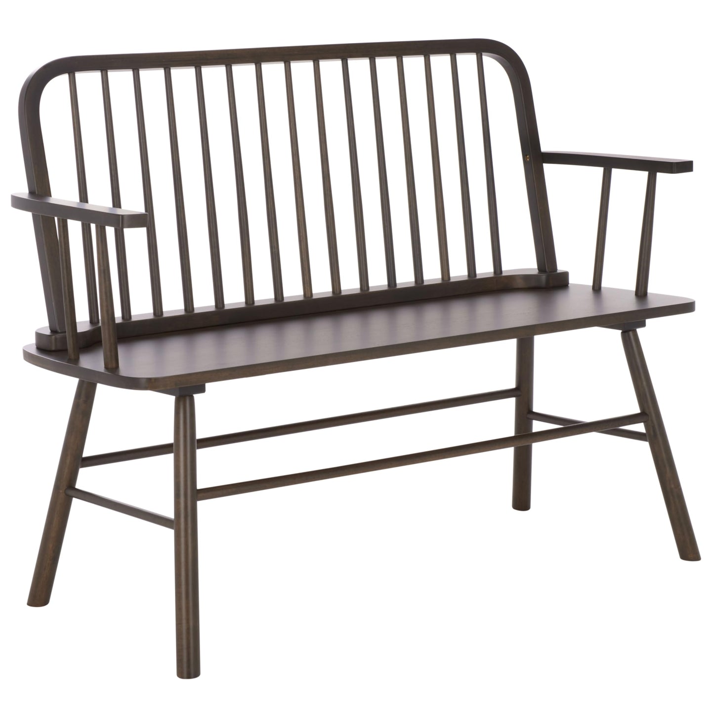 SAFAVIEH Home Collection – Lucilia Spindle Bench, Dark Walnut Solid Wood Entryway or Dining Bench, Windsor Style Seating (BCH8501D)