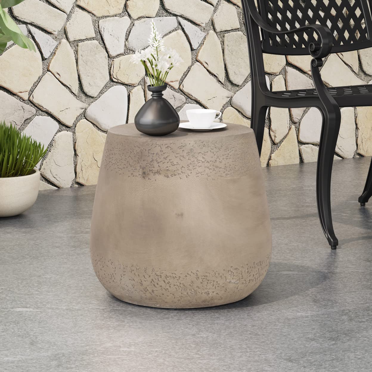 Phoebe Outdoor Contemporary Lightweight Concrete Accent Side Table