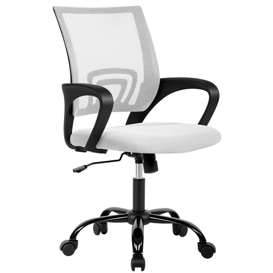 BestOffice Office Chair Ergonomic Desk Chair Mesh Computer Chair Lumbar Support Modern Executive Adjustable Stool Rolling Swivel Chair for Back Pain,White