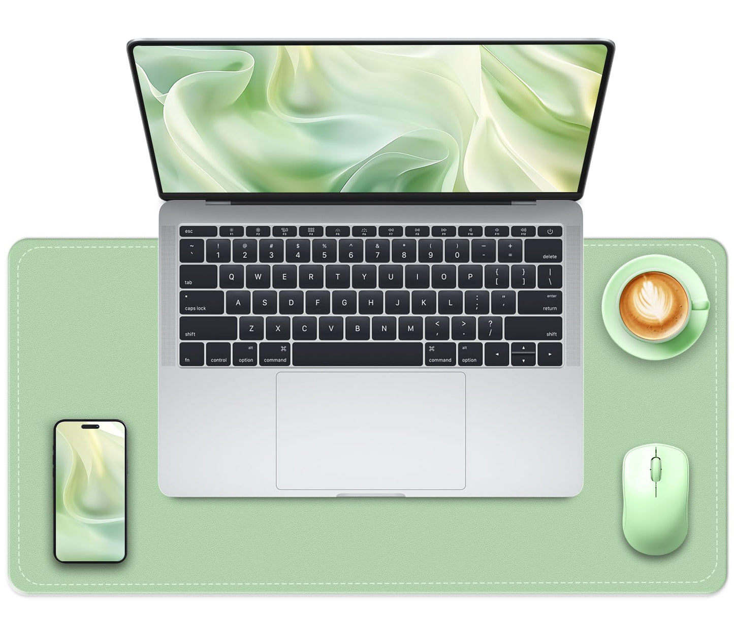 METEOROCK Non-Slip Desk Pad, 24" x 14" Large Mouse Pad, PU Leather Desk Mat with Suede, Laptop Desk Pad, Waterproof Keyboard Pad, Desk Blotter for Office/Home/Decor (Light Green)