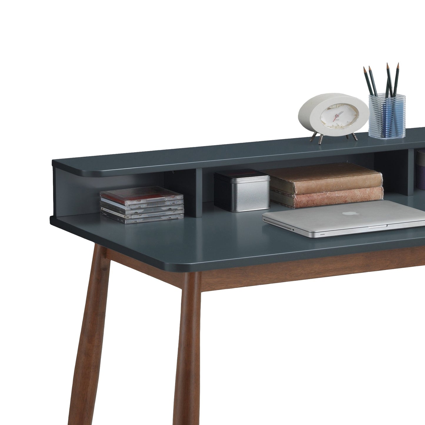 Roundhill Furniture Roskilde Storage Wood Office Desk, Gray