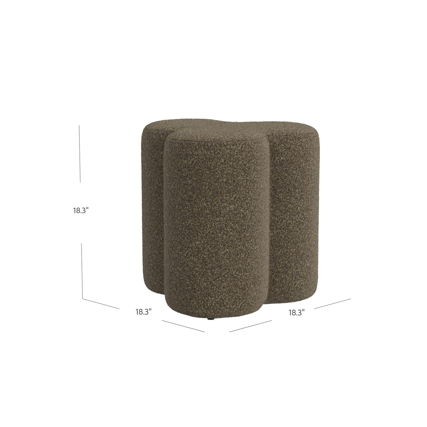 HomePop Upholstered Clover Shaped Ottoman|HomePop Home Décor|Foot Rest Ottoman - Dark Brown Boucle