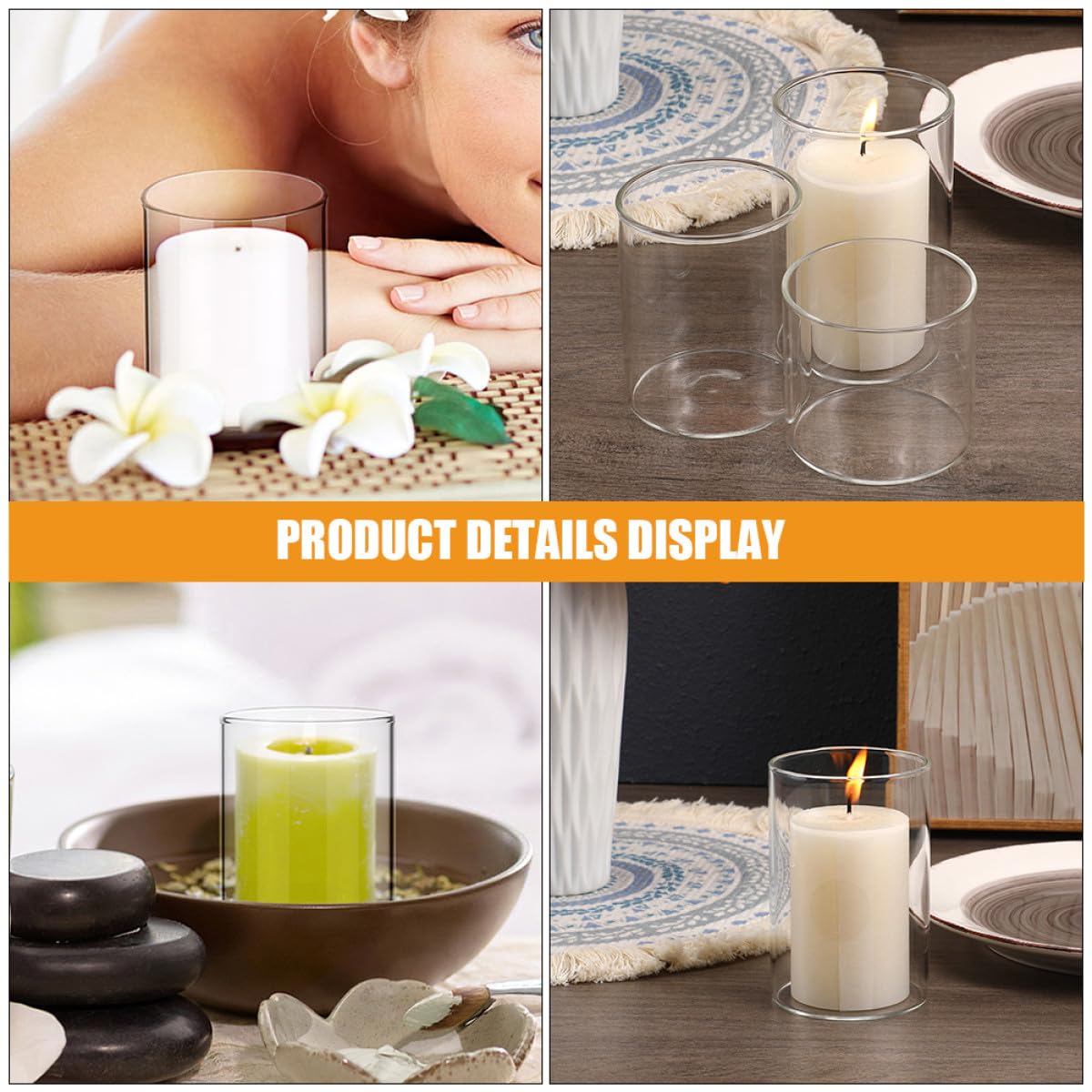 Beaupretty 3pcs Glass Scented Candle Cups Set Empty Tealight Candle Holders 5.3x10cm/8cm/6cm for Table Decor and DIY Craft