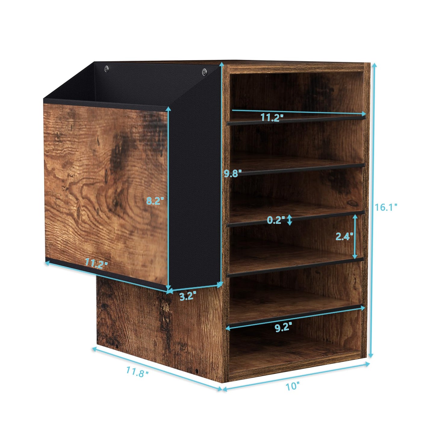 Unionly, 6 Tier Adjustable Countertop Mail Sorter, Mailboxes With Name Slots, Literature Organization Paper Storage Slot, Office Desk File Organizer, Wooden Desktop Mailbox for Classroom, Rustic Brown