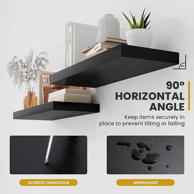 Acovy 48 Inch Floating Shelves, 9.3" Deep Floating Shelf Wall Mounted, Rustic